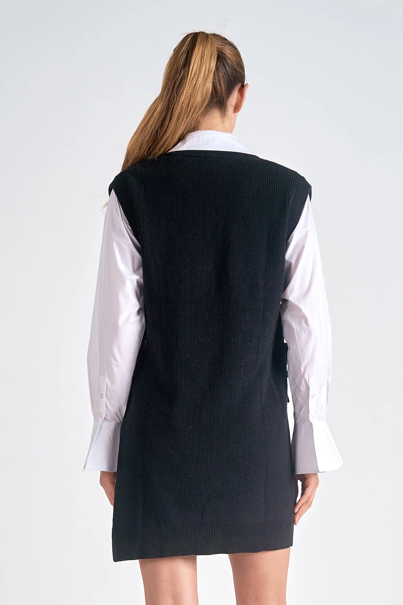 Black White Shirt Sweater Dress at Maria Vincent Boutique Black White Shirt Sweater Dress at Maria Vincent Boutique