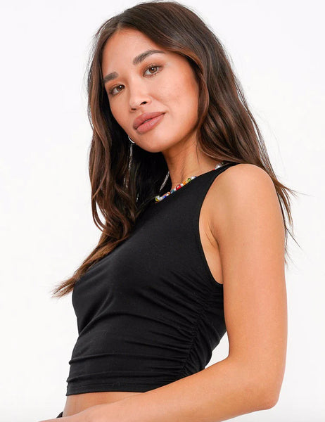 Project Social T Black This Cutie Ruched Tank Top