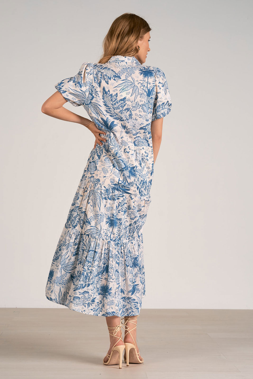 elan short sleeve maxi dress Elan Blue Whimsy Floral Maxi Dress Womens V-Neck Short Sleeve Rayon Dress sky Blue / S