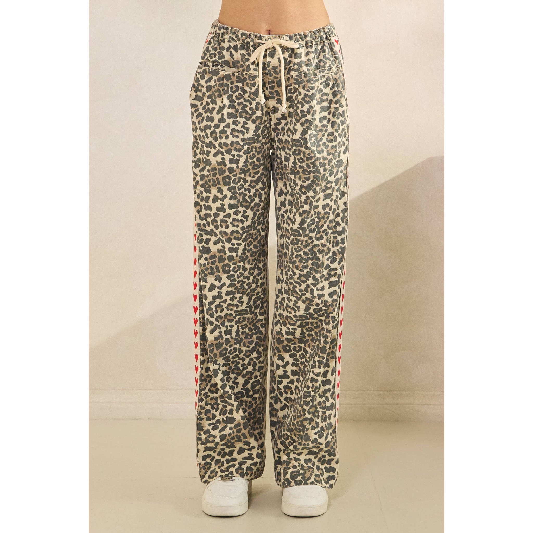 Leopard Striped Wide-Leg Pants