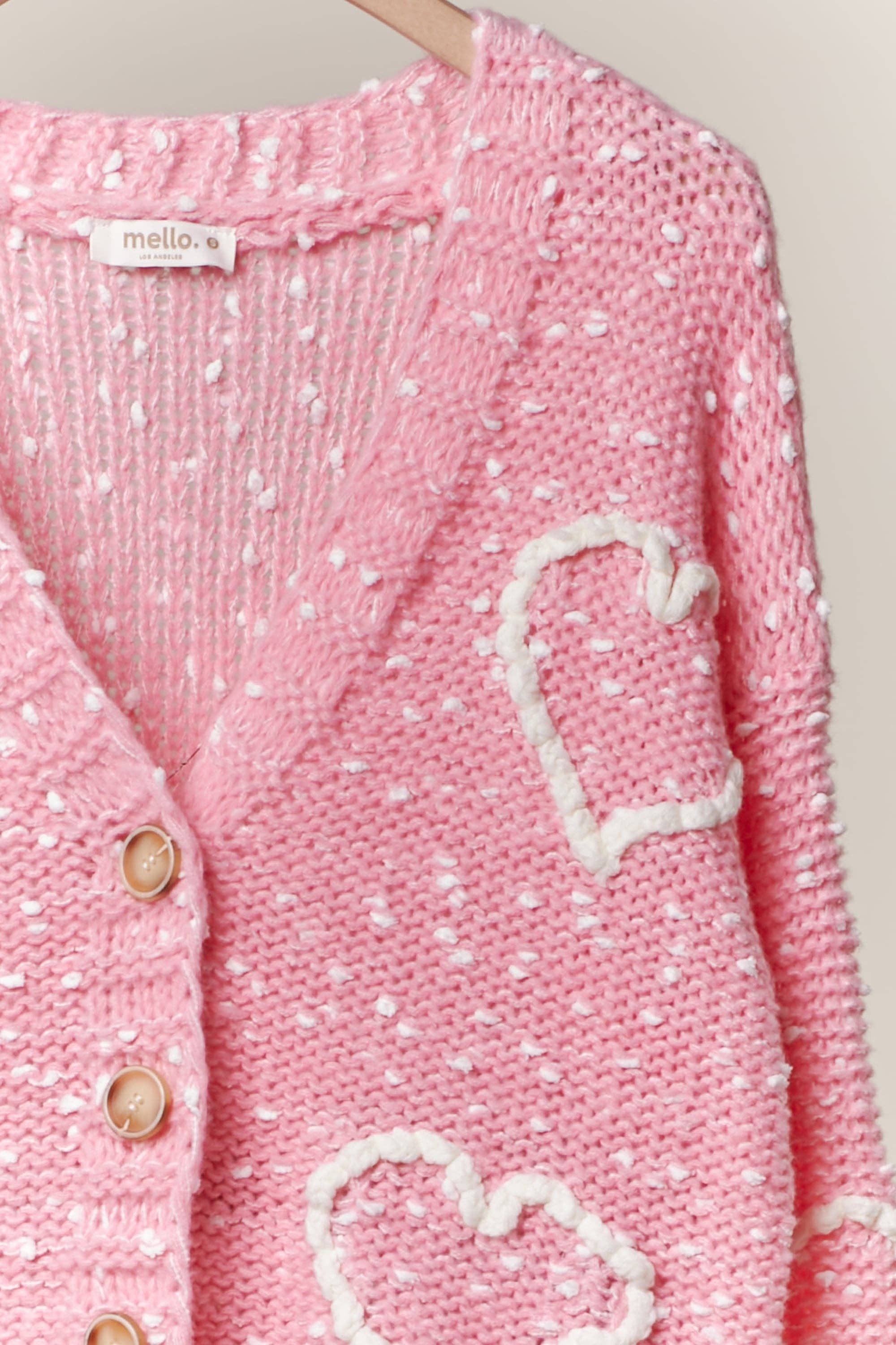 Pink Cardigan with Heart Overstitch