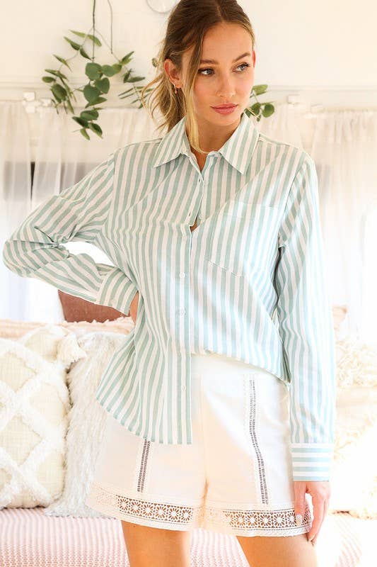 Cotton Striped Button Down Shirt