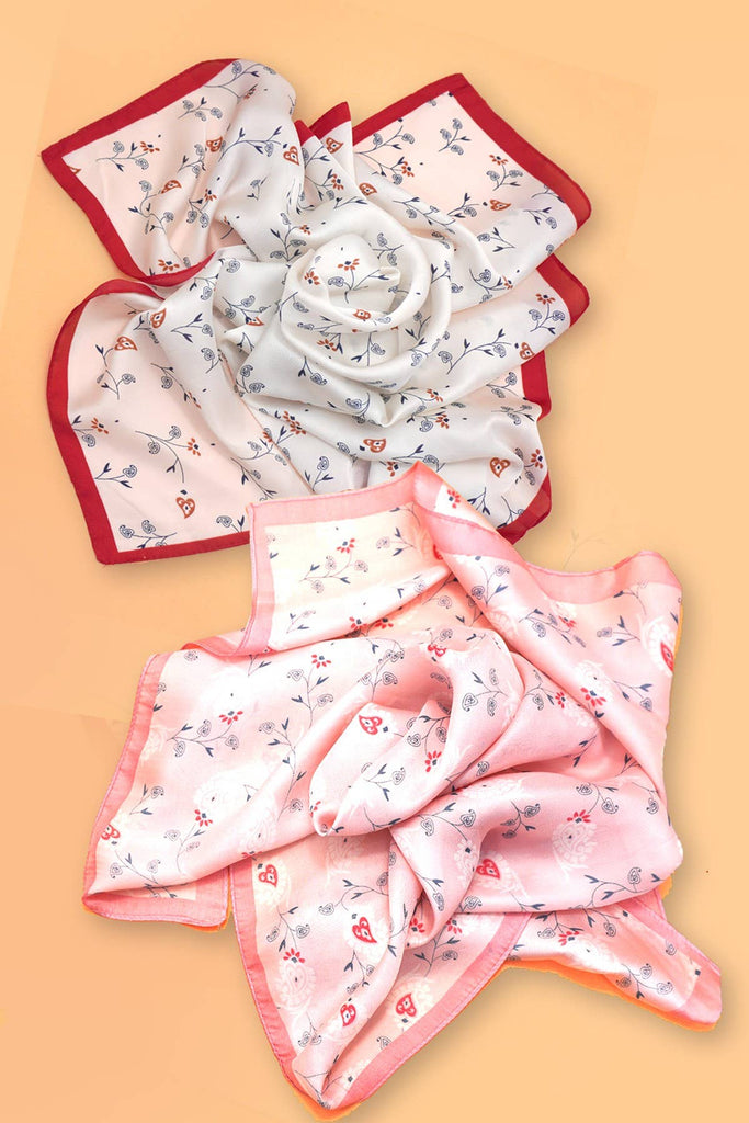 Flower Print Faux Silk Bandana Scarf