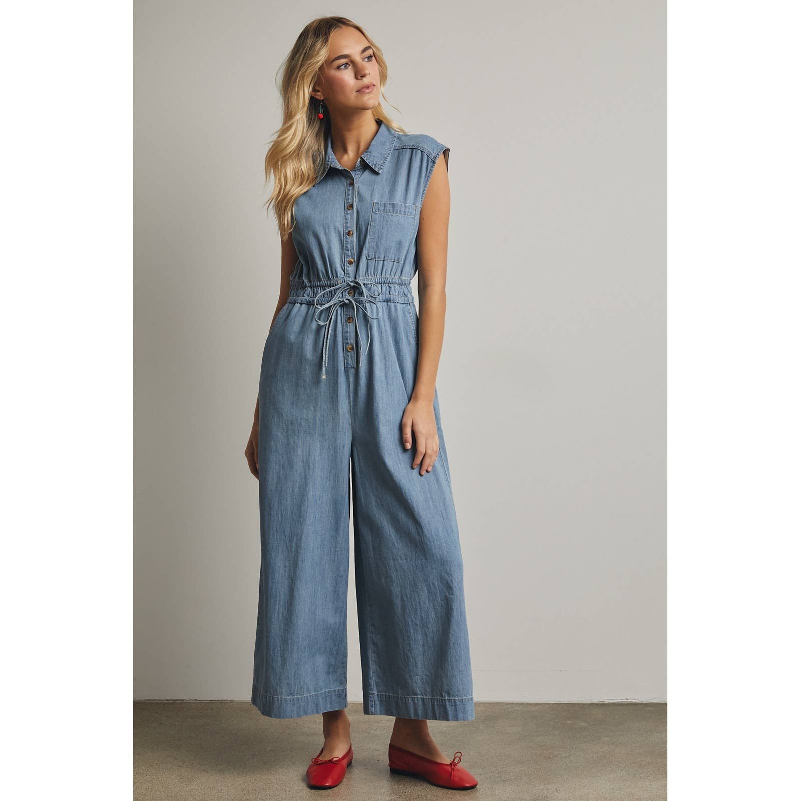 Denim Button Up Jumpsuit