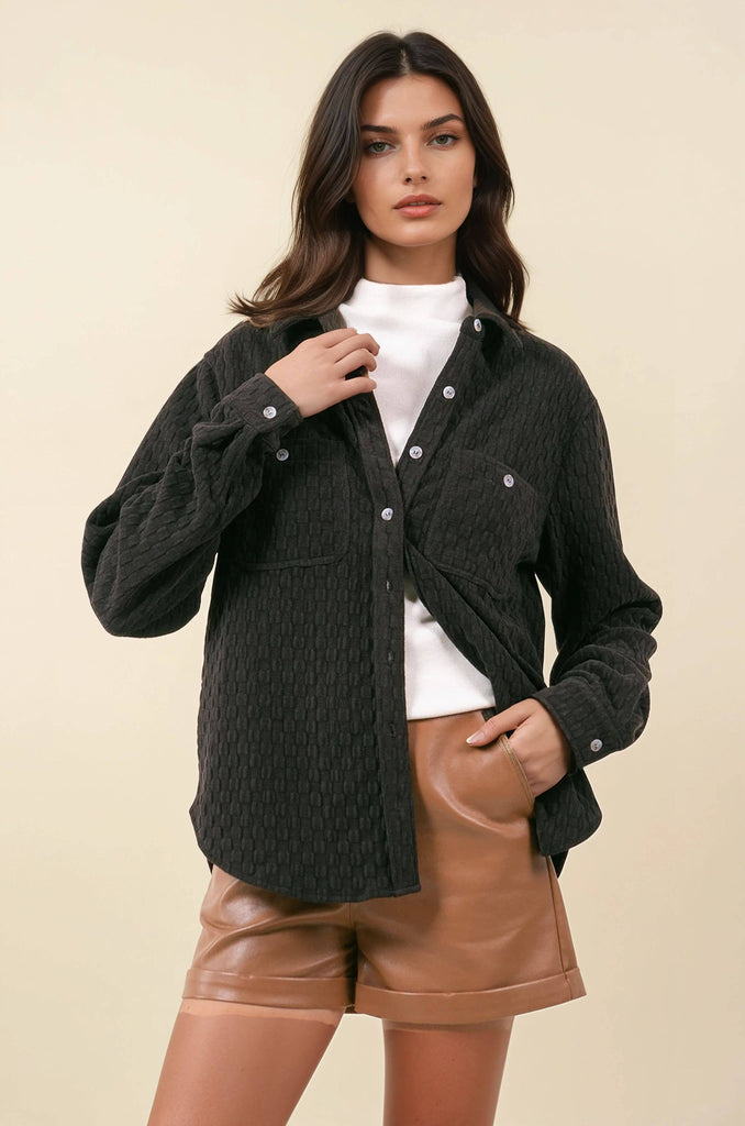 Charcoal Textured Button Down Shirt