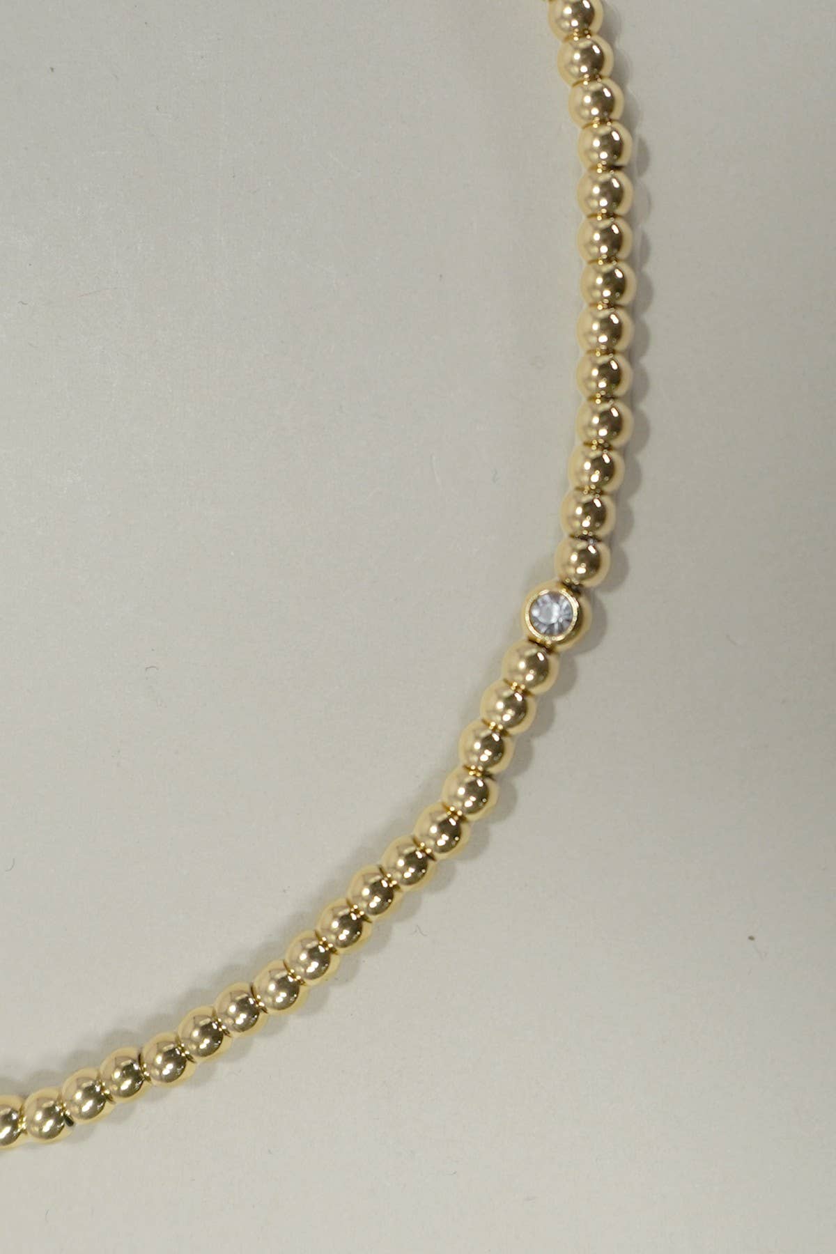 18K Gold Rhinestone Bubble Beaded Necklace