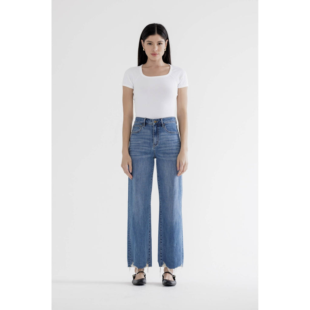 Medium Wash High Rise Wide Leg Jeans