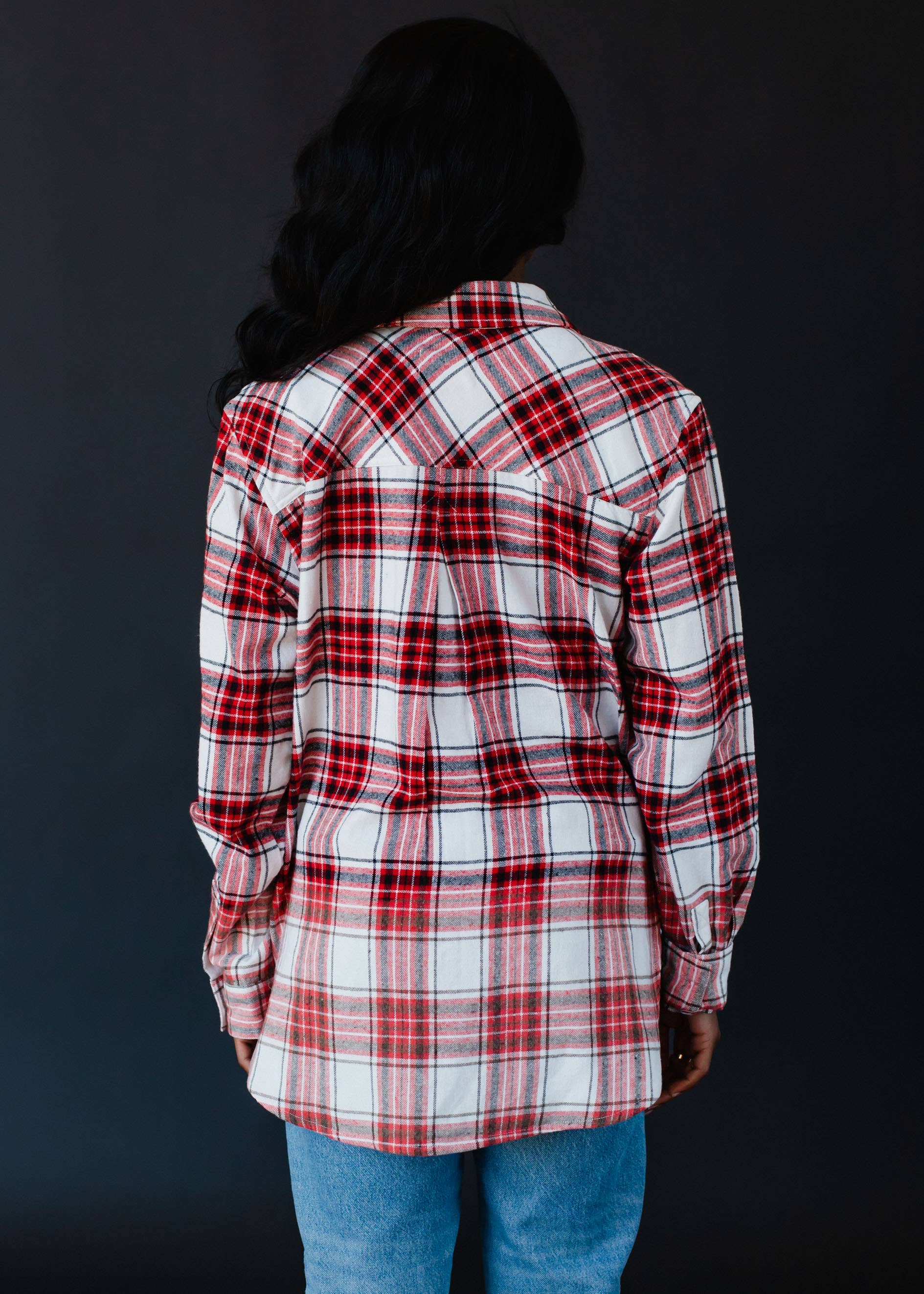 Red, Black & White Ombre Plaid Flannel