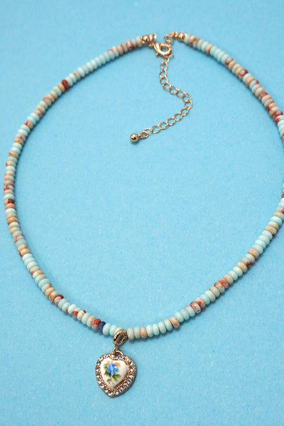 Natural Semi Precious Stone Beaded Charm Necklace