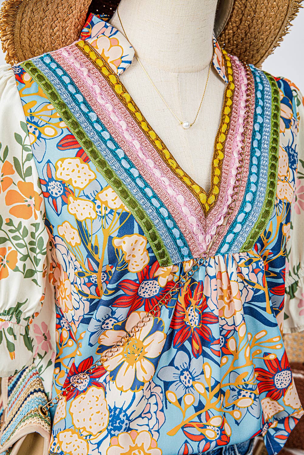 Boho Crocheted Floral Blouse