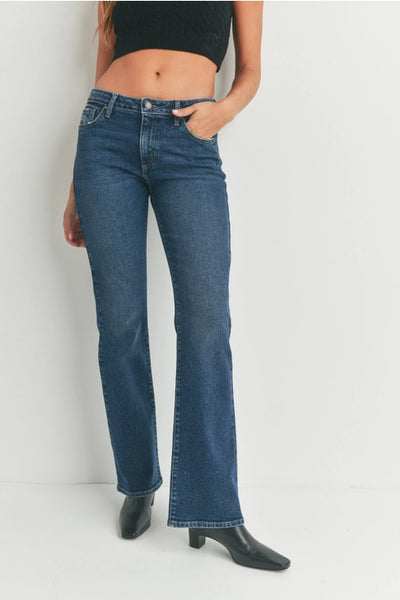 Just Black Denim Dark Low Rise Vintage Slim Bootcut Jeans