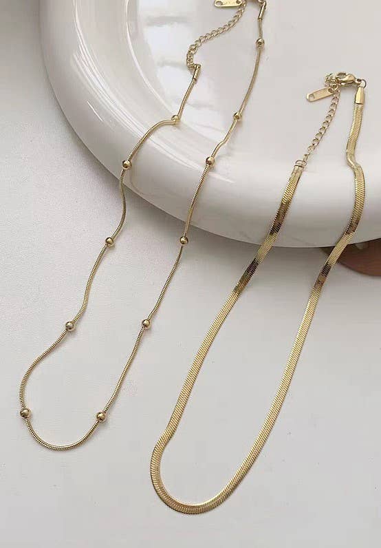 Gold Stainless Steel Waterproof Double Chain Necklace
