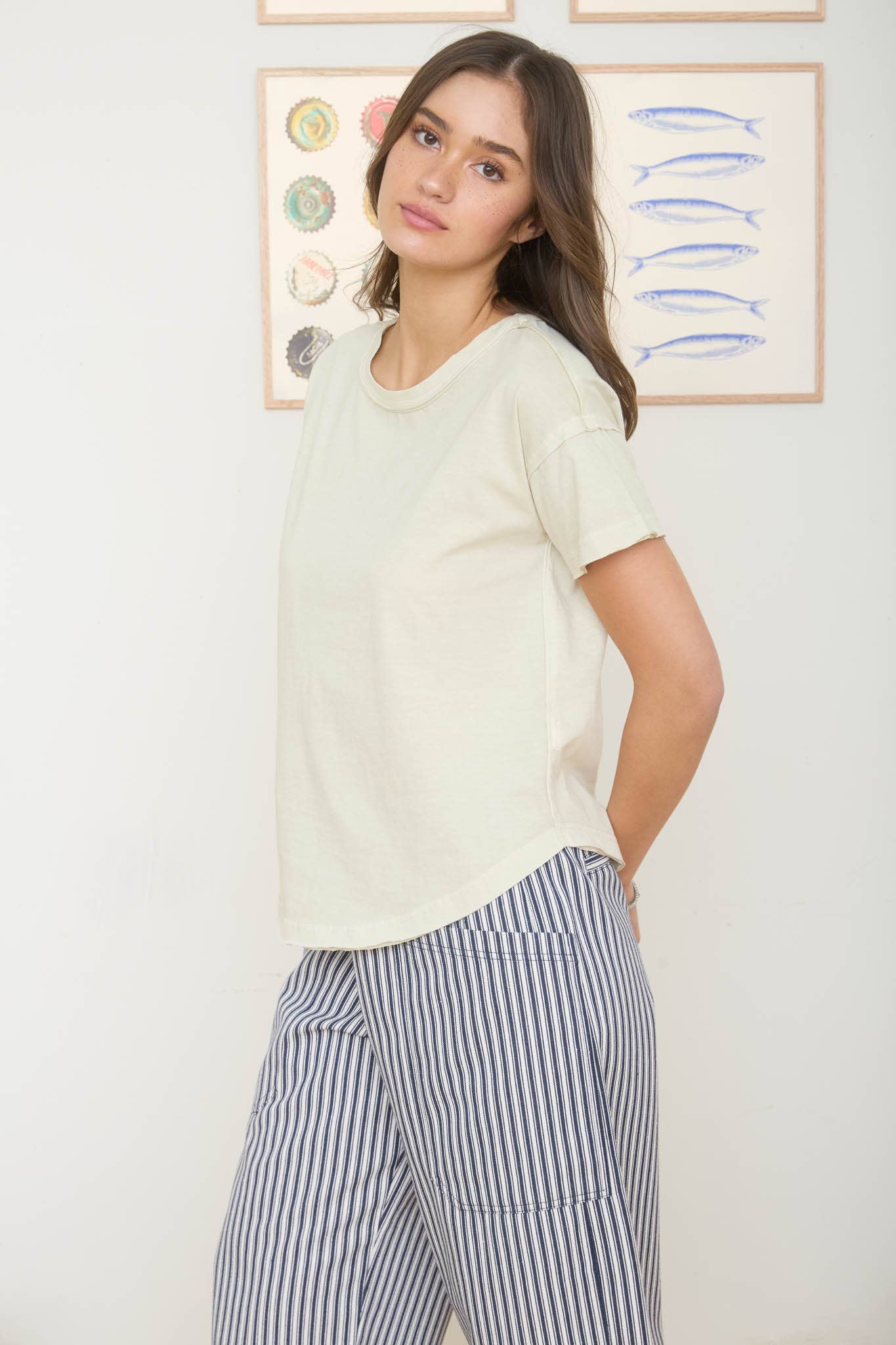 Exposed Seam Short Sleeve Knit Top