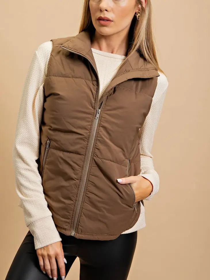 Olive & Leaf Mocha Waterproof Puff Vest