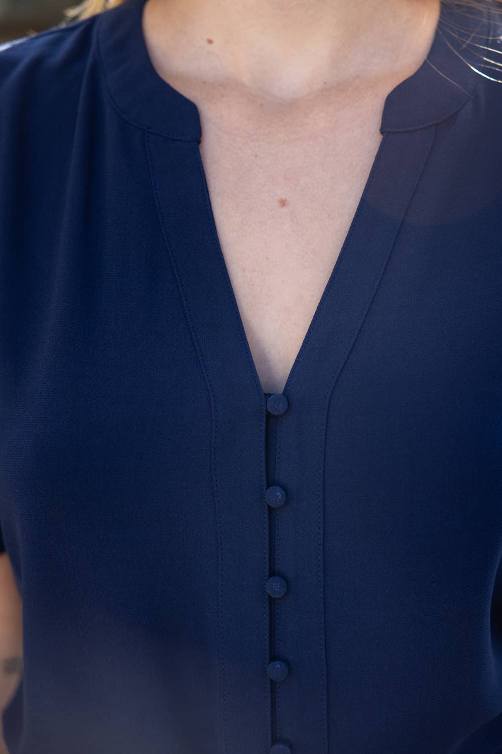 Button Down Puff Sleeve Blouse