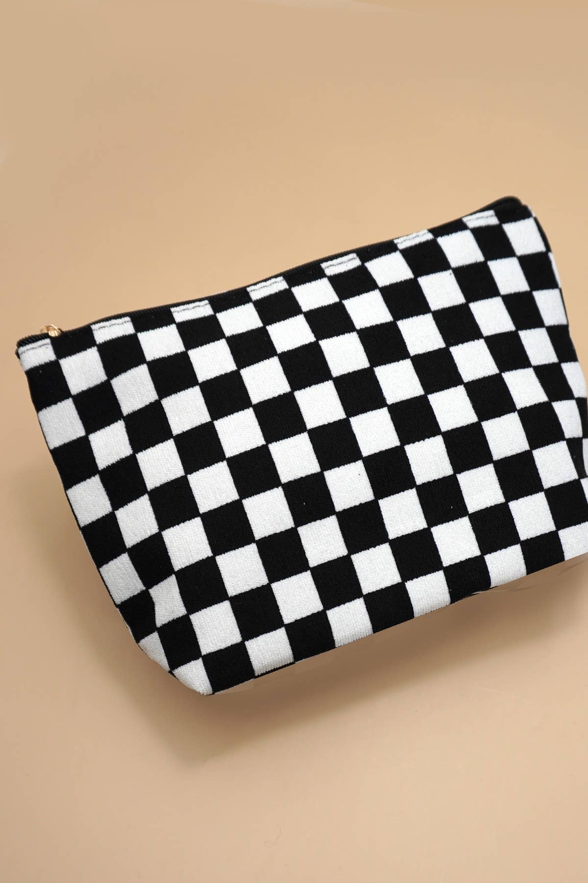 Large Checkered Cosmetic Makeup Bag