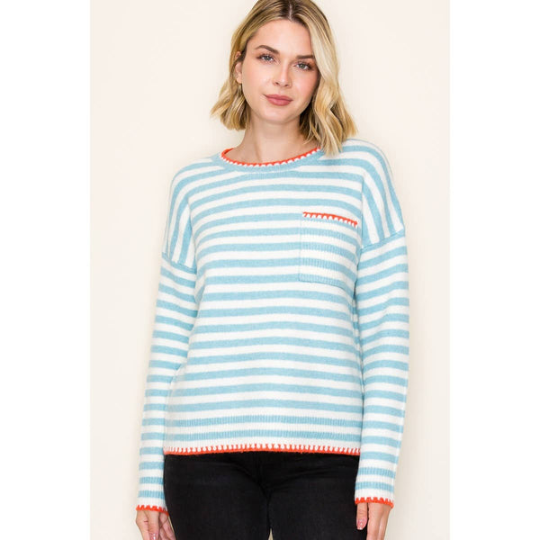 Blue White Stripe Sweater