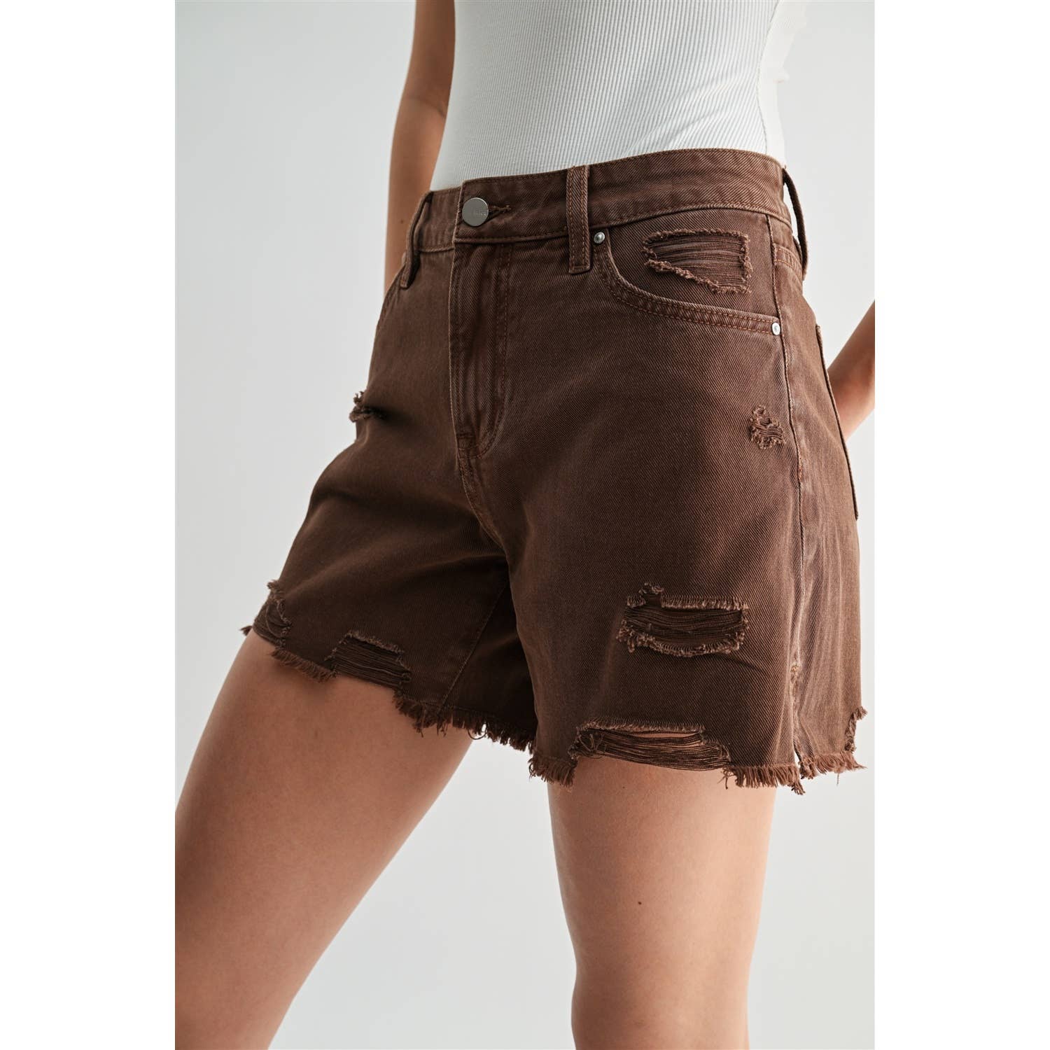 Rigid Boyfriend Midi Shorts – Dark Espresso