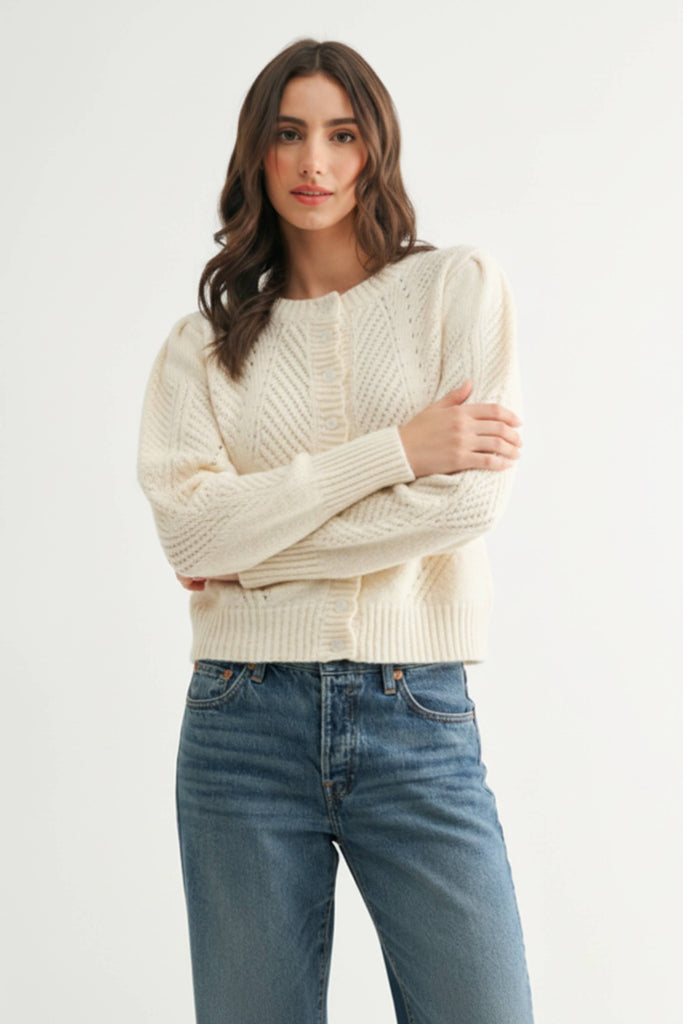 Cable Knit Button-Up Cardigan