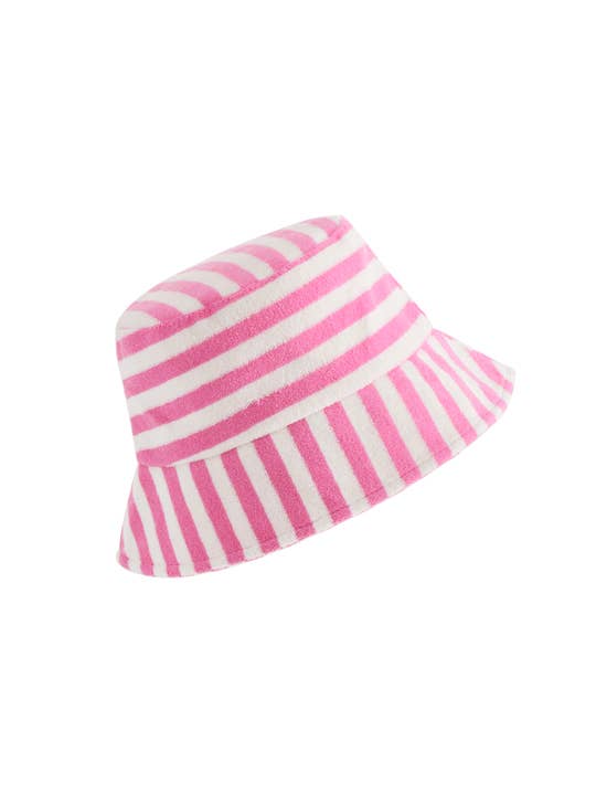 Pink White Stripe Cabana Bucket Hat