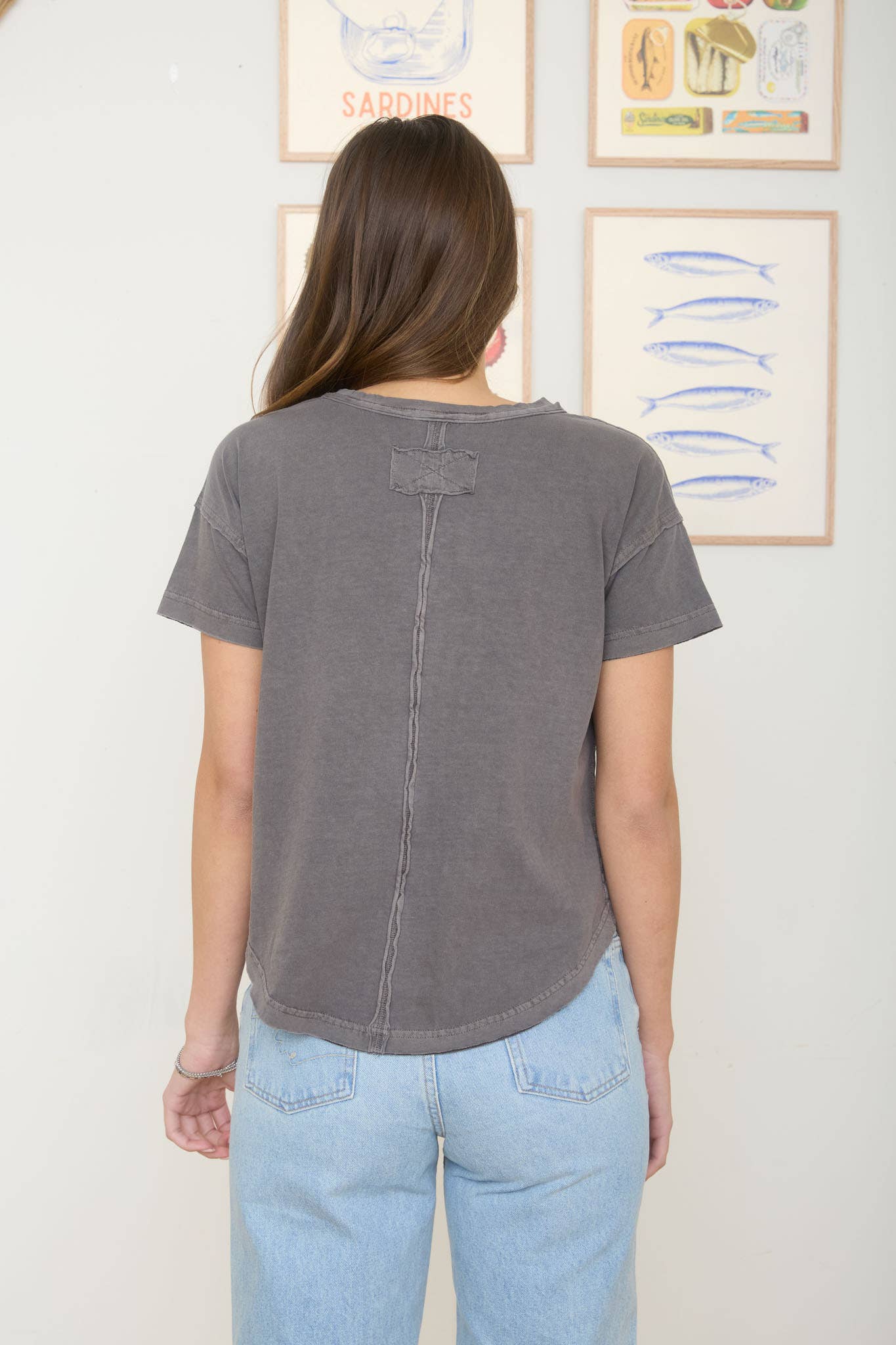 Exposed Seam Short Sleeve Knit Top