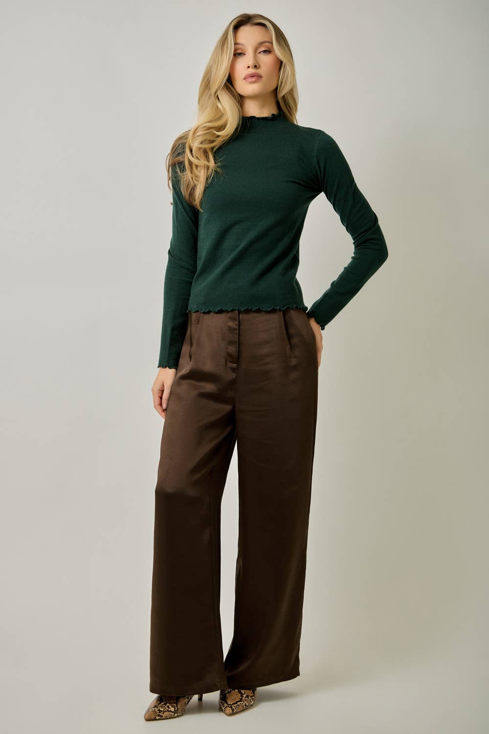 Lettuce Edge Mock Neck Sweater Top