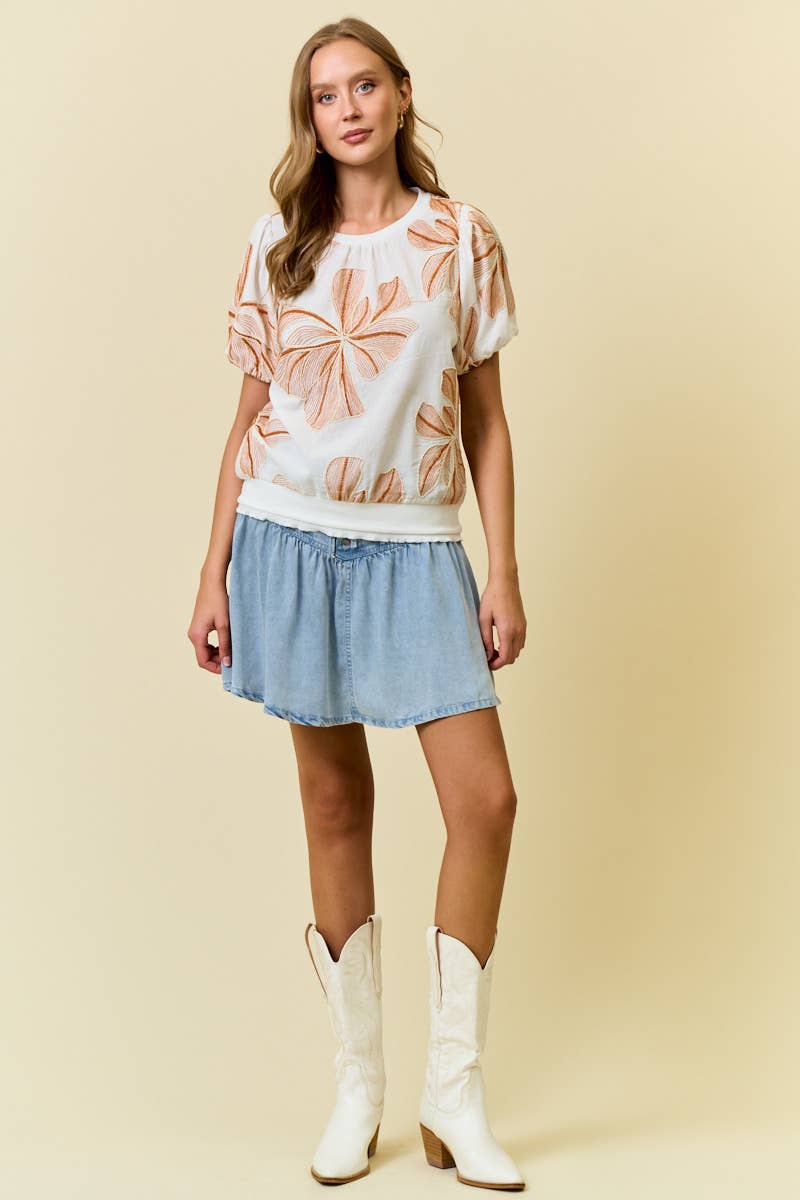 DENIM PLEATS MINI SKIRT