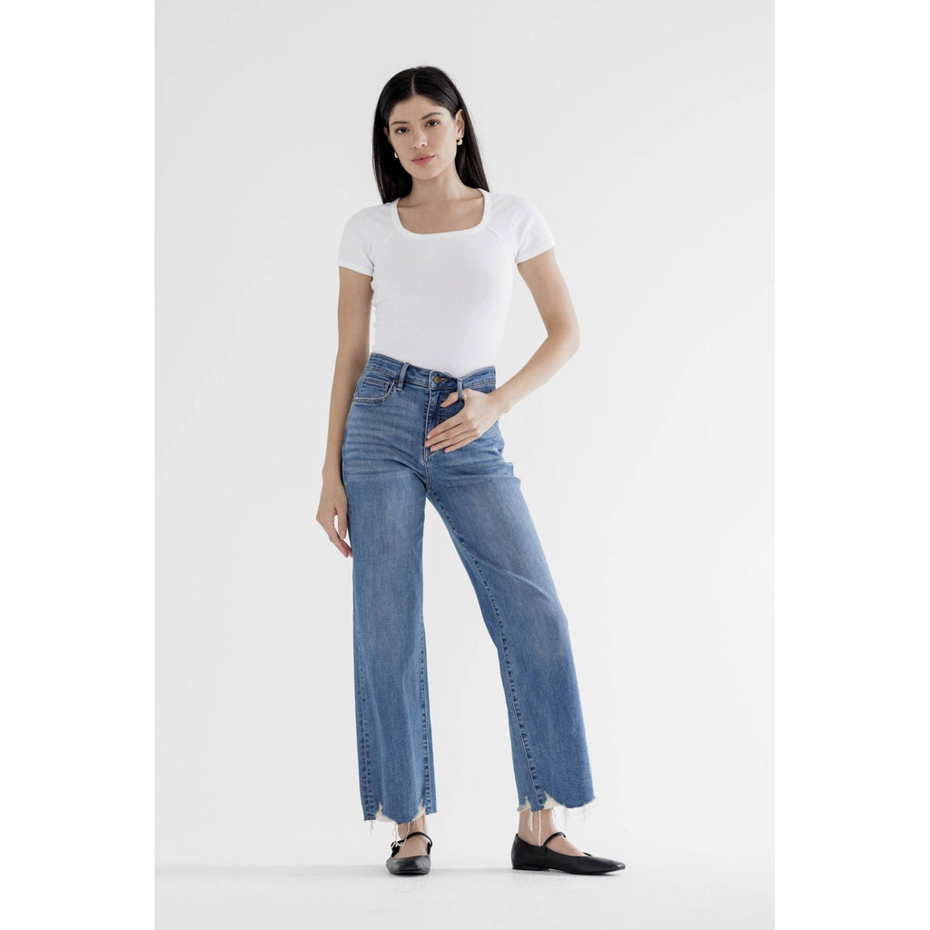 Medium Wash High Rise Wide Leg Jeans