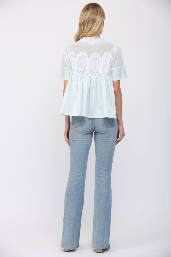 Mesh Combined Top with Appliqué