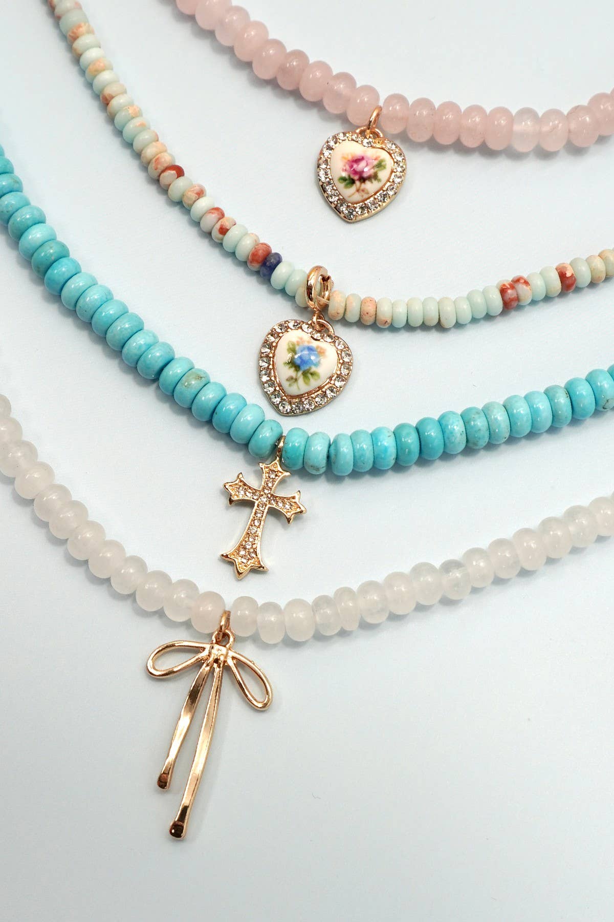 Natural Semi Precious Stone Beaded Charm Necklace