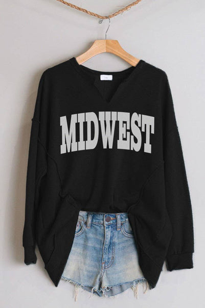 Midwest Notch Neck Oversized Graphic Sweatshirt