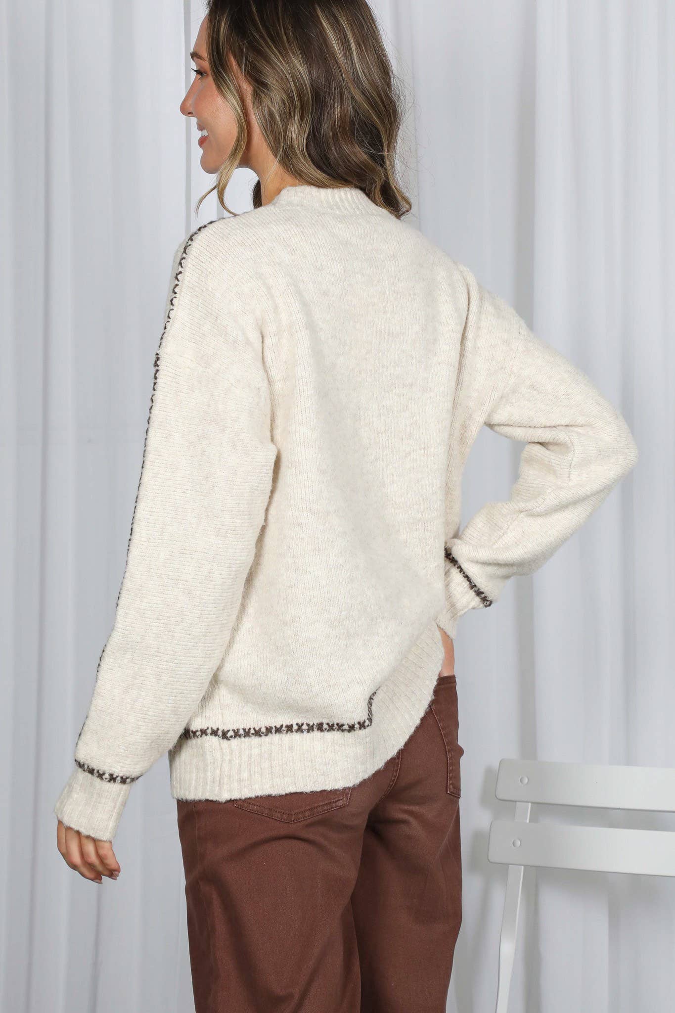 Oatmeal Stitch Detail Sweater