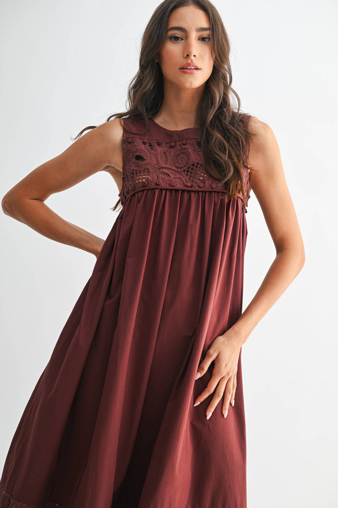 Boho Maxi Dress with Lace Details