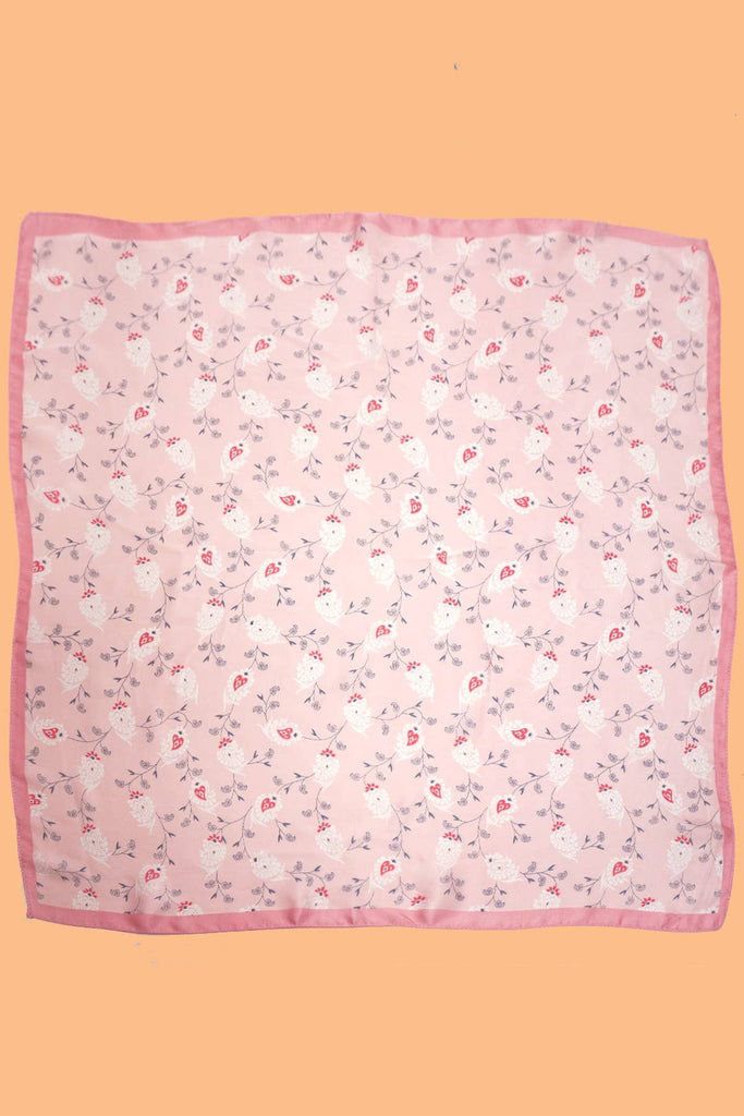 Flower Print Faux Silk Bandana Scarf