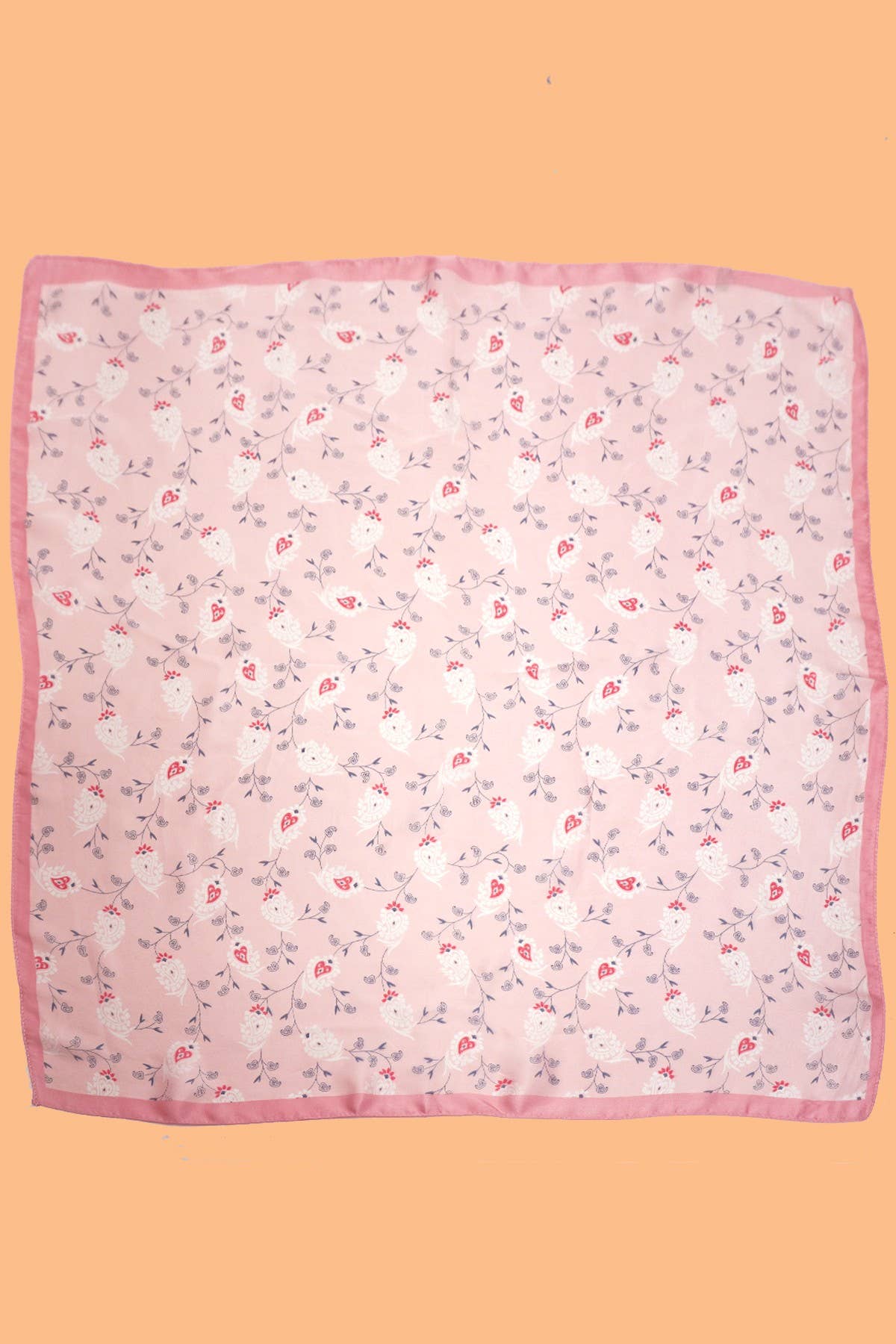 Flower Print Faux Silk Bandana Scarf