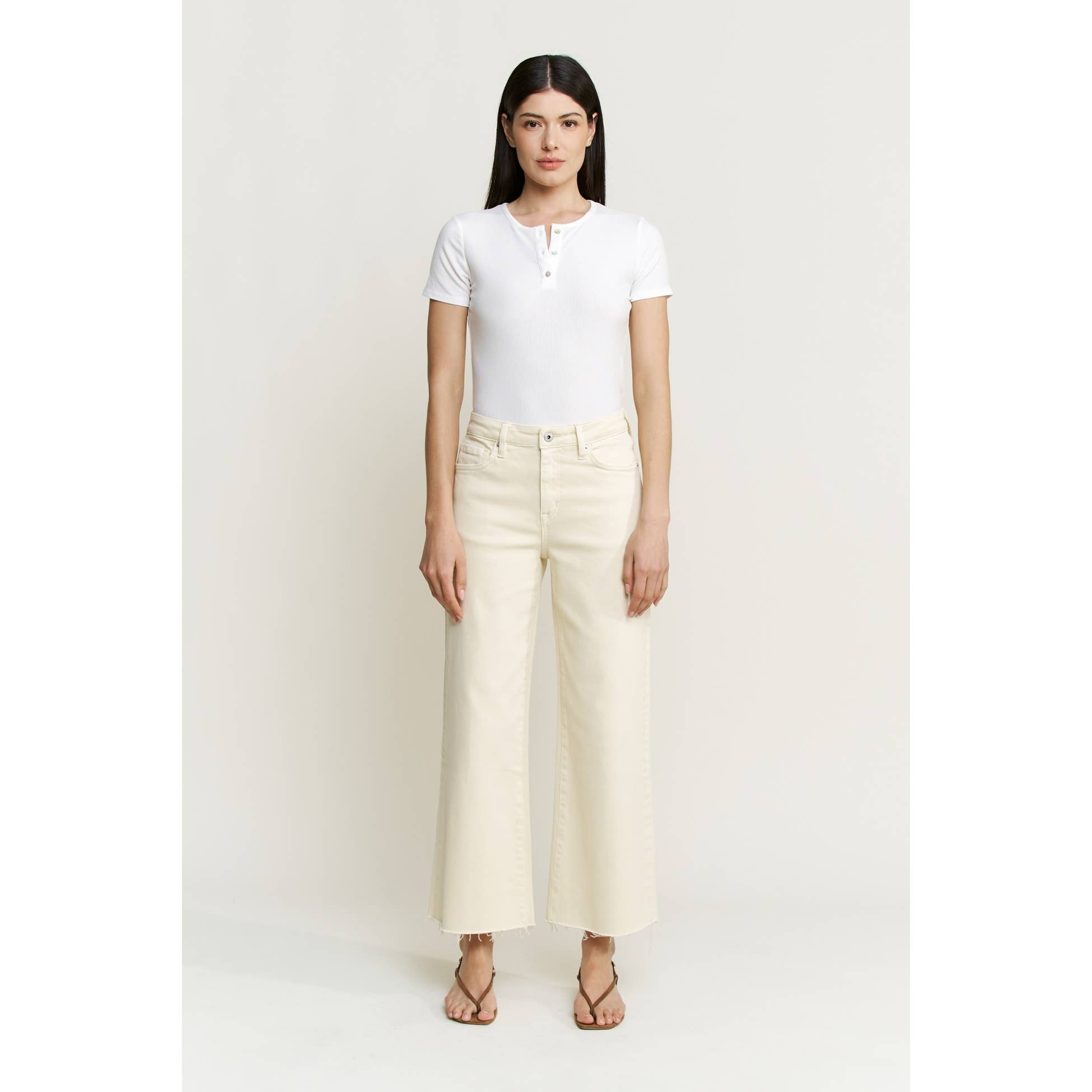 Sandwisp High Wide Crop RawHem Jeans