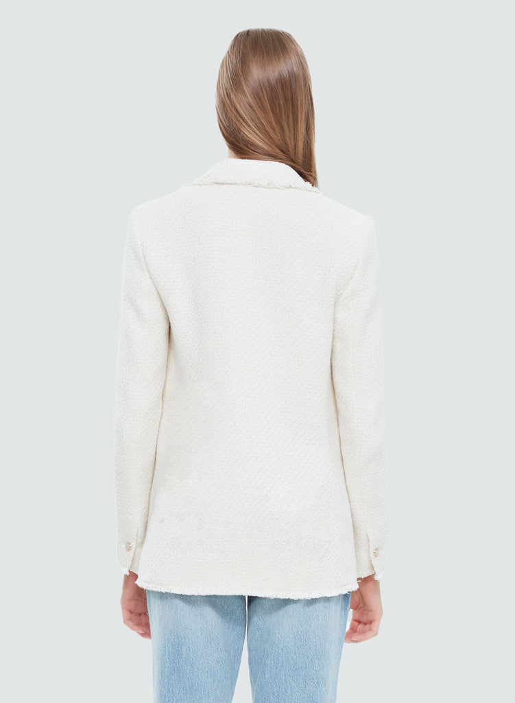 Black Tape Ivory Frayed Hem Boulce Blazer