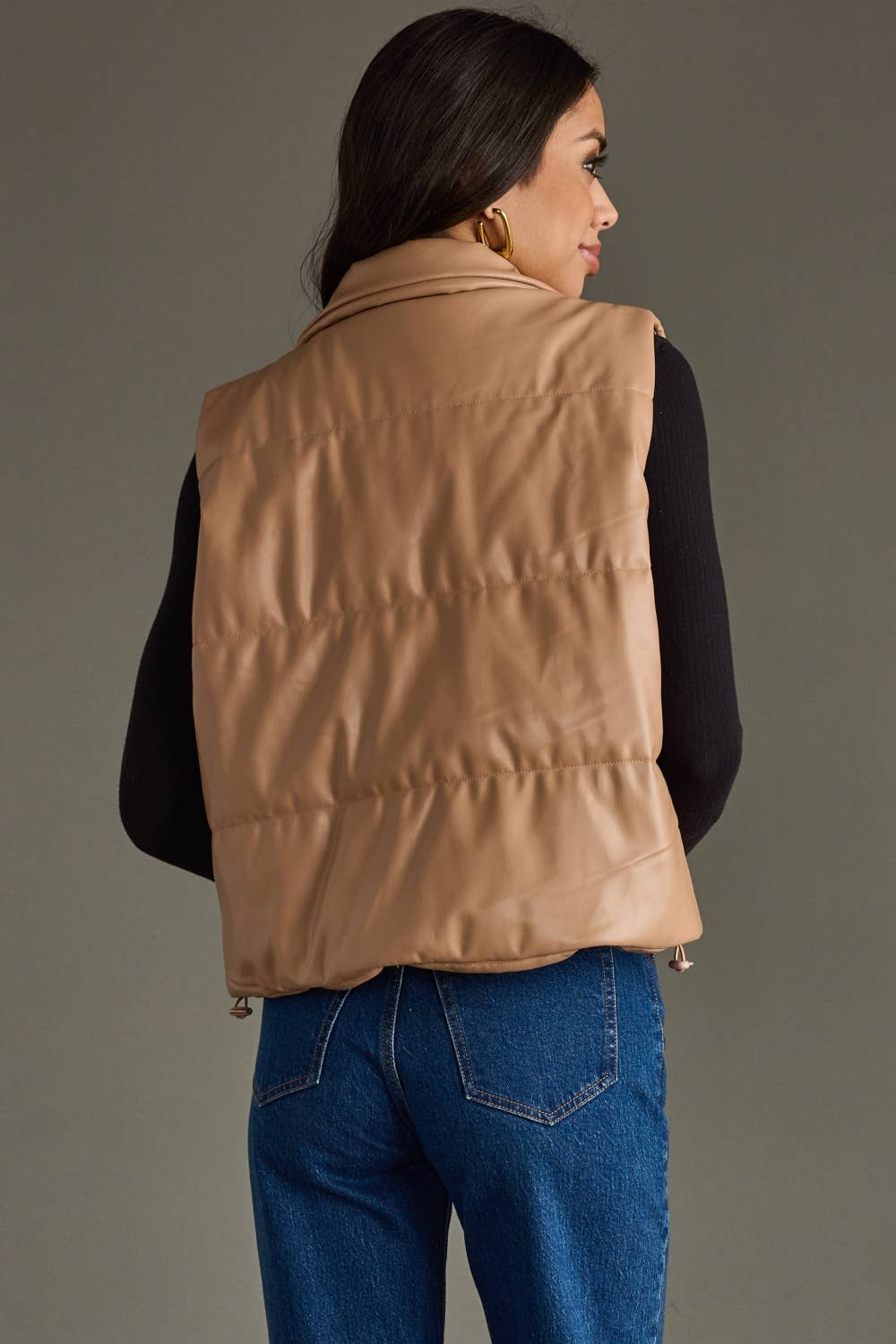 Tan Faux Leather Vest