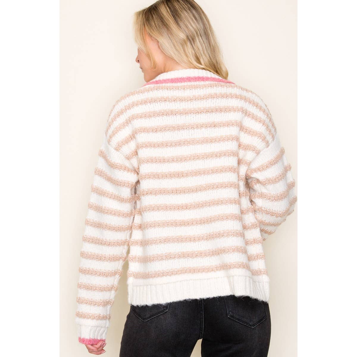 BUTTON DOWN STRIPED CARDIGAN