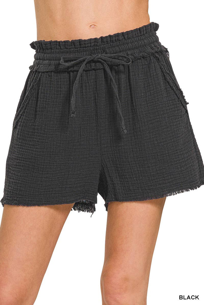 Double Gauze Drawstring Shorts w/ Pockets