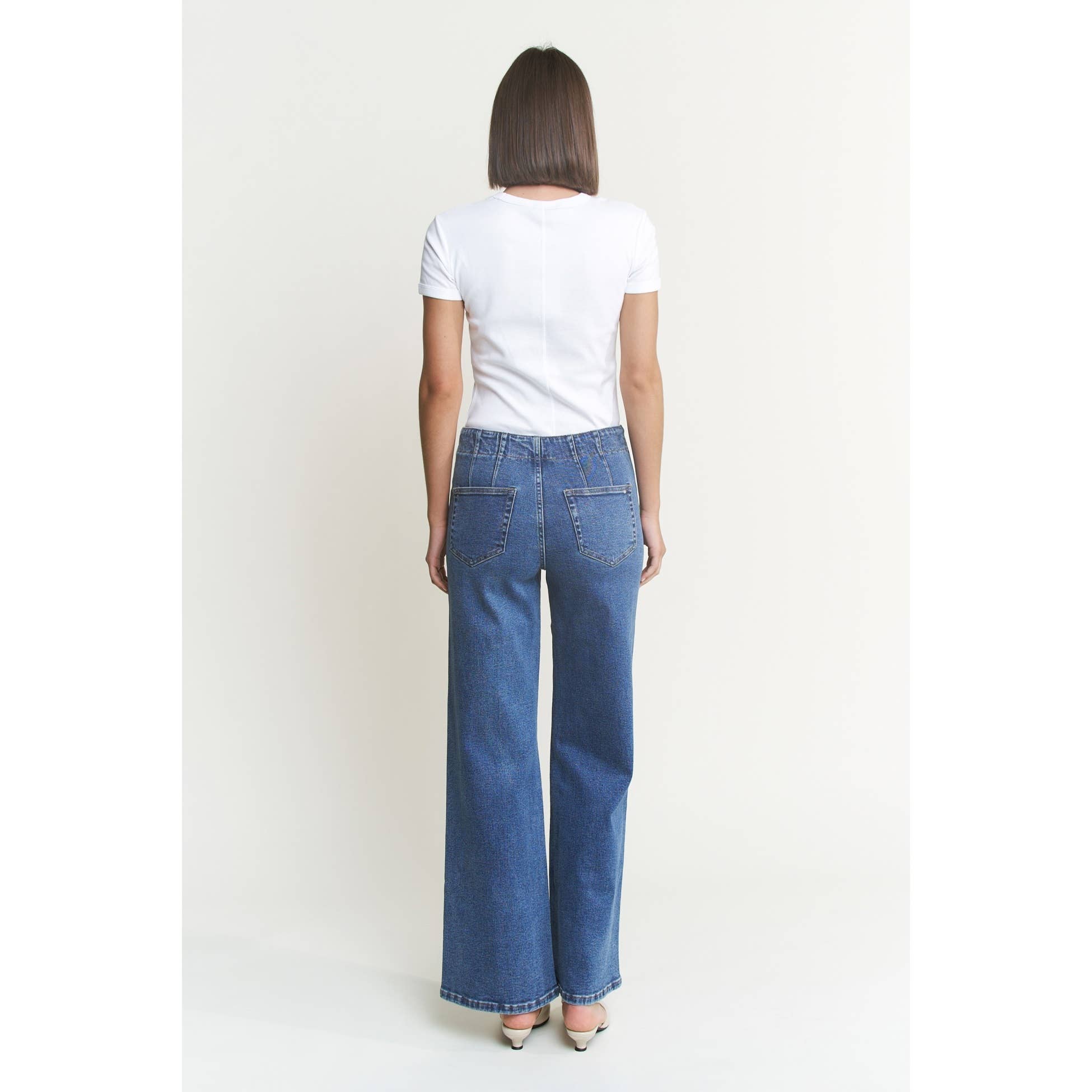 HIgh Rise Wide Leg with Double Button Jean