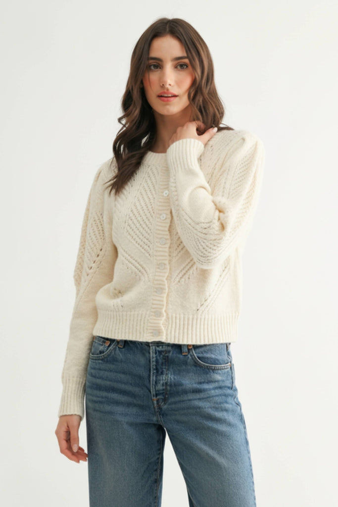 Cable Knit Button-Up Cardigan