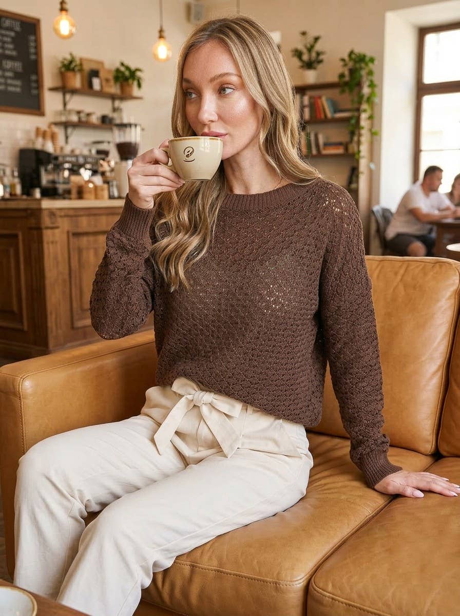 Round Neck Crochet Sweater