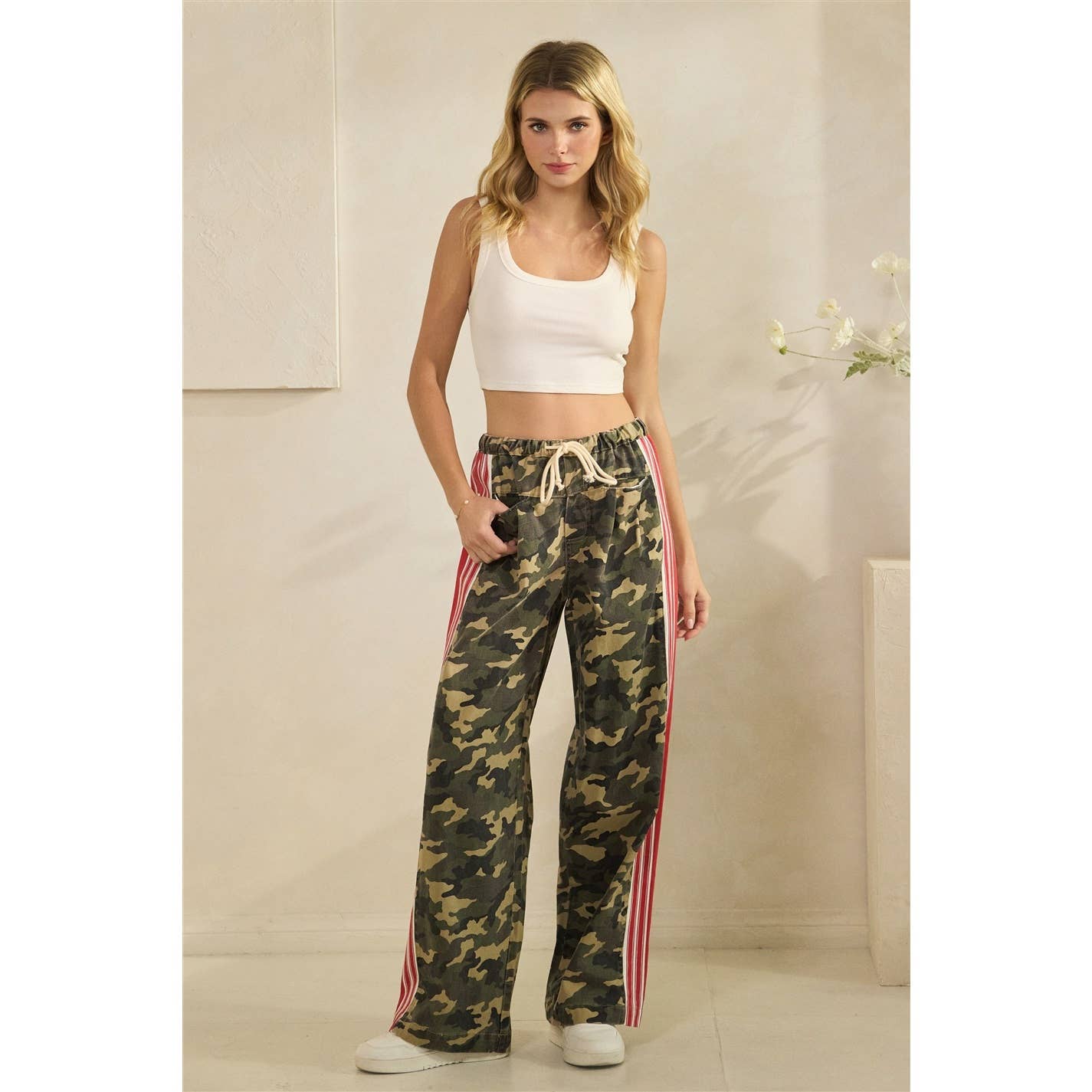 Camo Sport Striped Wide Leg Lounge Pants