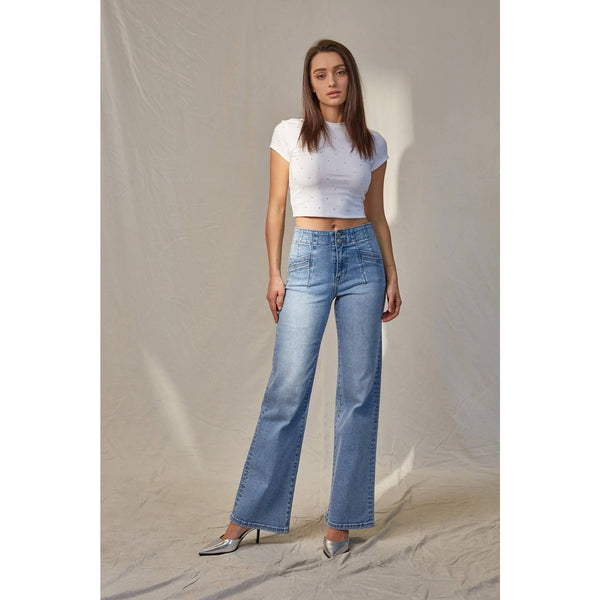 Light Wash High Rise Wide Leg Jean