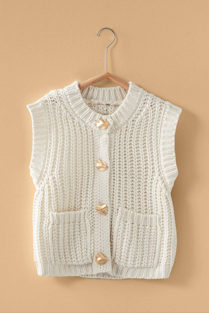 Ivory Chunky Knit Sweater Vest