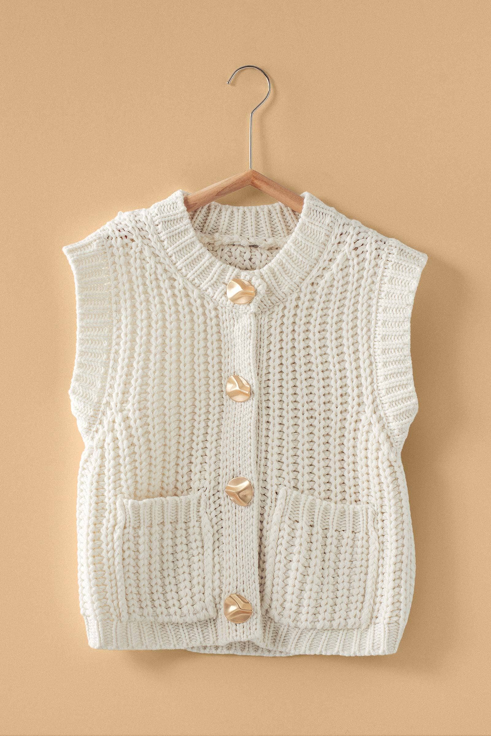 Ivory Chunky Knit Sweater Vest