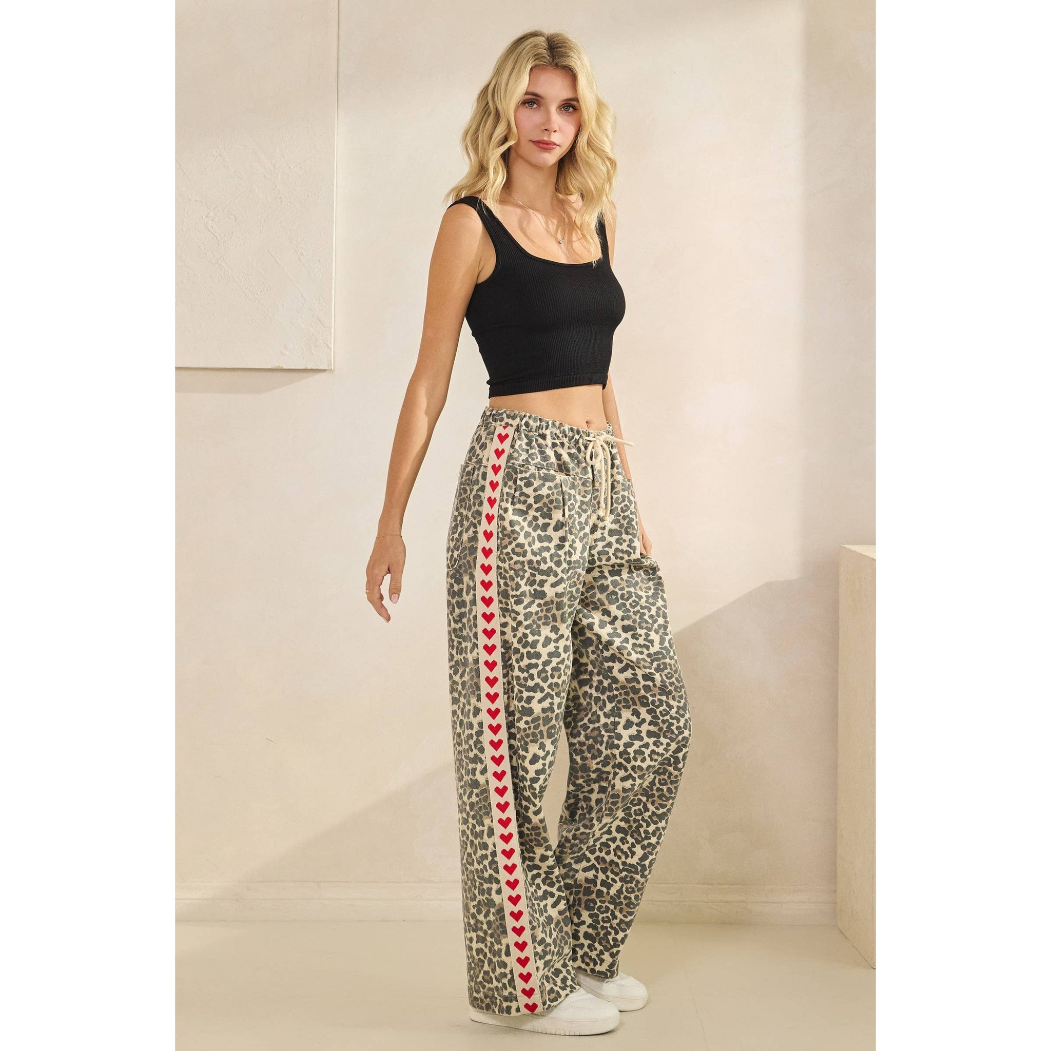 Leopard Striped Wide-Leg Pants