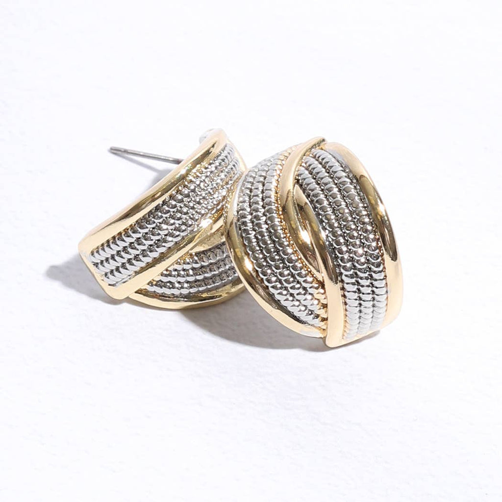 Calble Crossover Pave Post Earrings