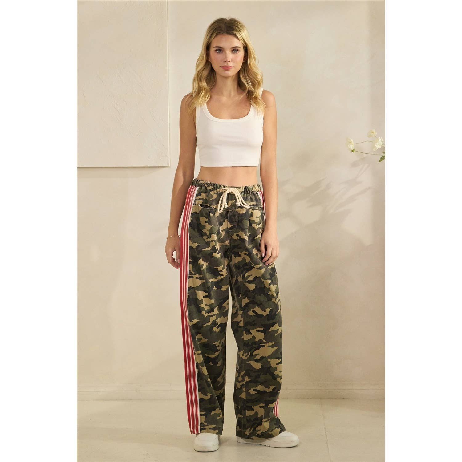 Camo Sport Striped Wide Leg Lounge Pants